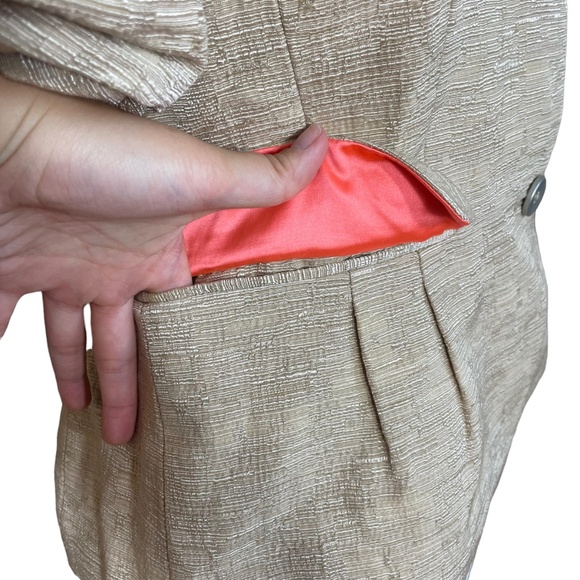 Elie Tahari Skirt Suit Set NEW S Short Puff Sleeve Notched Collar Linen Blend - Picture 10 of 16